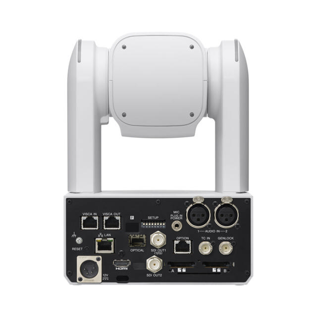 Sony BRC-AM7 Advanced PTZ Auto Framing camera with built-in AI analytics. White