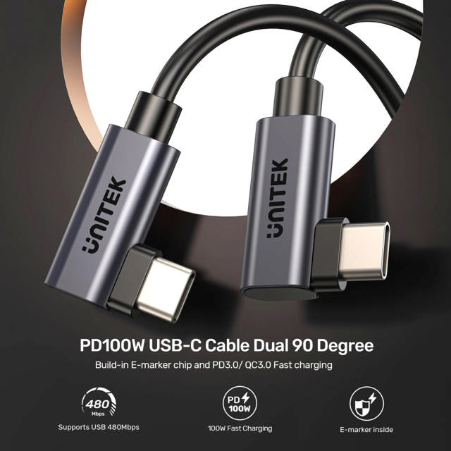 Unitek USB-C Dual 90-Degree Power Cable