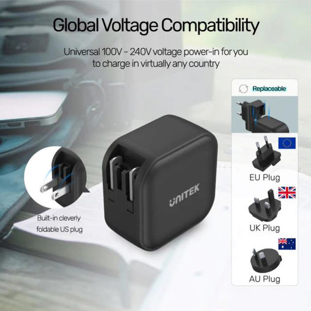 Unitek Travel Tri GaN 3 Port 66W Charger