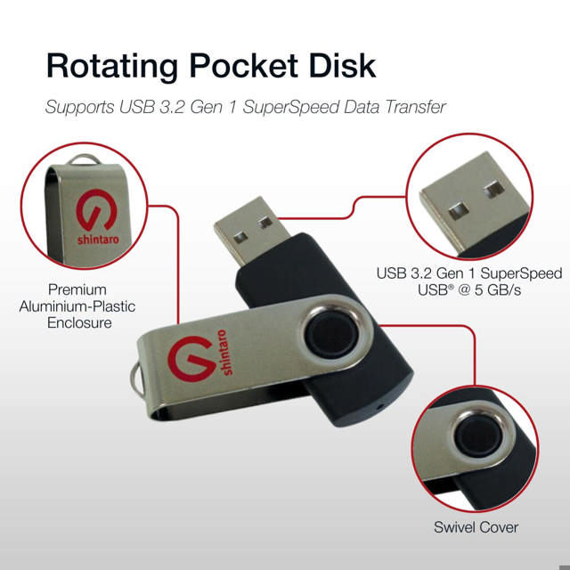 Shintaro 256GB USB 3.2 Rotating Pocket