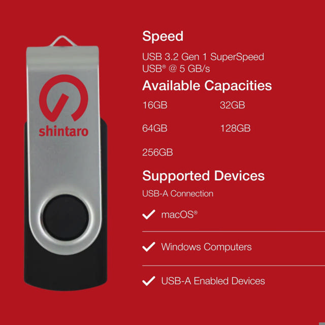 Shintaro 256GB USB 3.2 Rotating Pocket