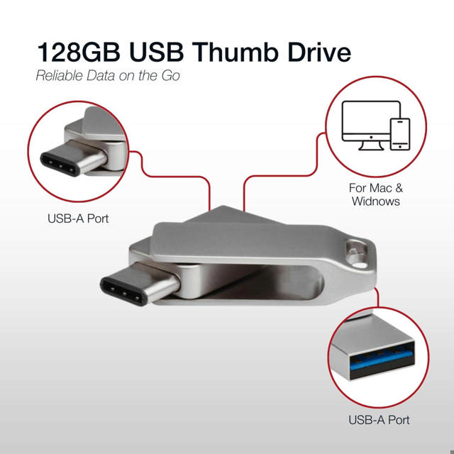 Shintaro 128GB USB-C & USB-A Pocket Disk