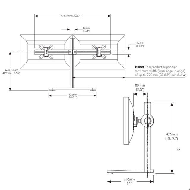 Atdec VFS-DH Freestanding Dual Mount