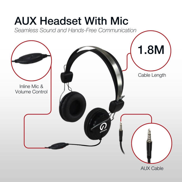 Shintaro 3.5mm Aux Headset w/ Inline Mic