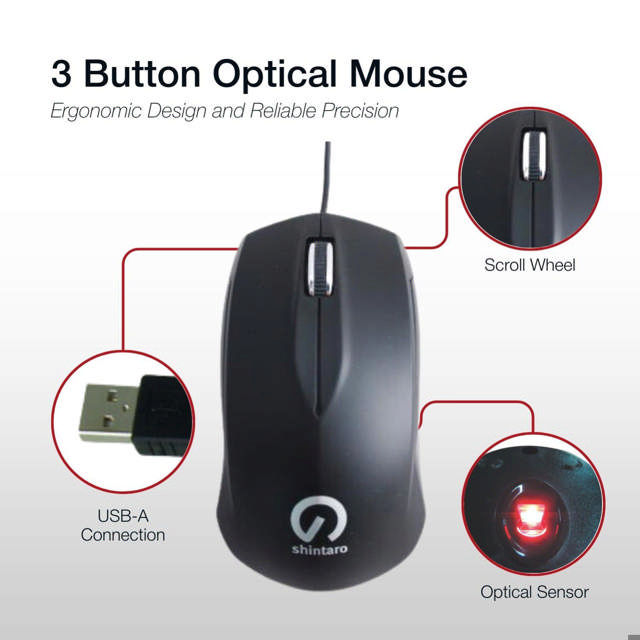 Shintaro 3 Button Optical USB Mouse