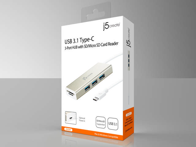 J5create JCH347 USB-C 3 port hub