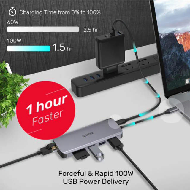 Unitek 9-in-1 USB-C 4K Hub Grey