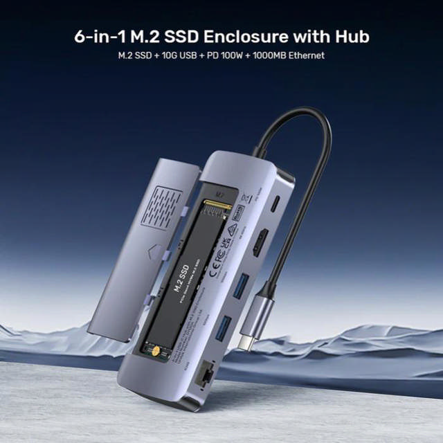 Unitek 6-in-1 USB-C Hub w/ M.2SSD Enc