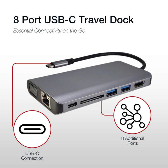 Shintaro 8-Port USB-C Travel Dock