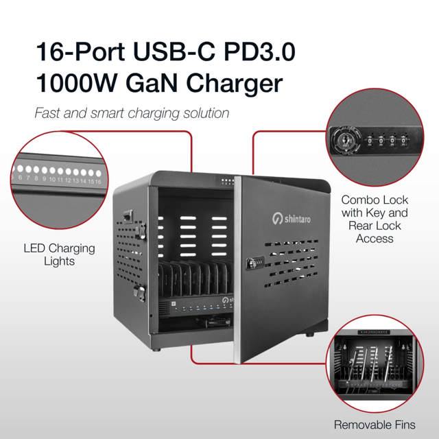 Shintaro 16-Port USB-C 1000W Cabinet