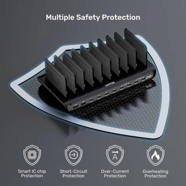 Unitek 240W 10-Port USB Smart Charging
