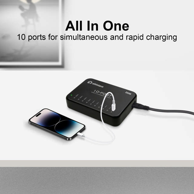 Shintaro 200W 10-Port USB-C GaN Charger