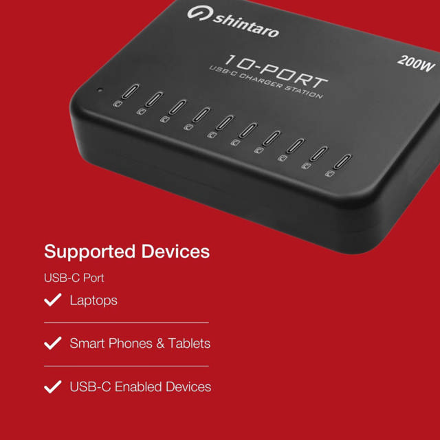 Shintaro 200W 10-Port USB-C GaN Charger