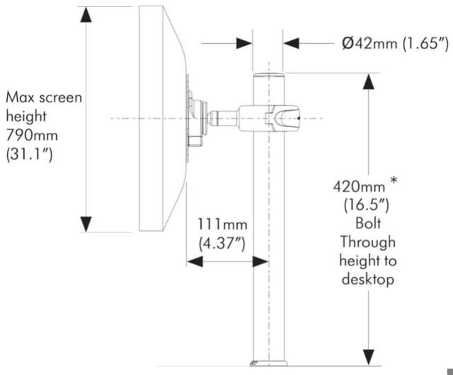 Atdec POS Monitor Display Pole 420mm