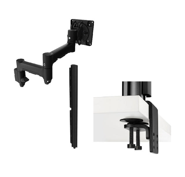 Atdec AWMS-2-46H75 Dual HD Swing Arms on Tall Post HD F-Clamp Black