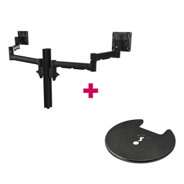 Atdec AWMS-2-5940 Dual Extended-Reach Arms on Post Grommet Clamp Black