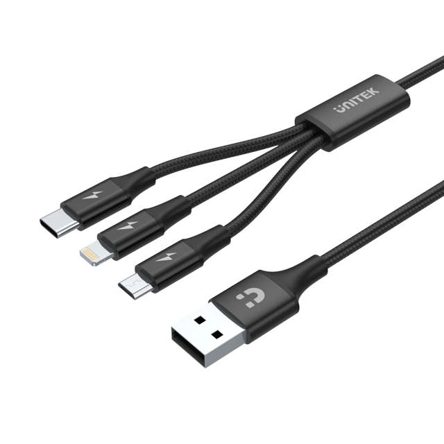 Unitek 1.2m 3-in-1 USB-A to USC-C & More