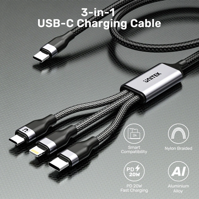 Unitek 3-in-1 USB-C to Lightning Micro