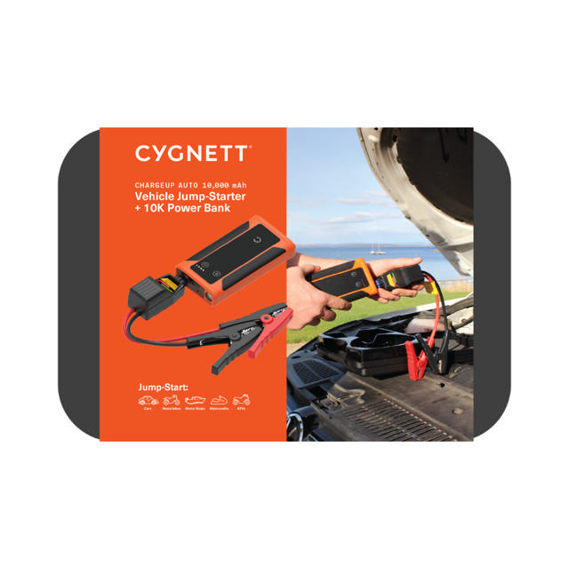 Cygnett ChargeUp Auto 10000mAh (10K) Power Bank & 12V Jump Starter - Black/Orange Trim