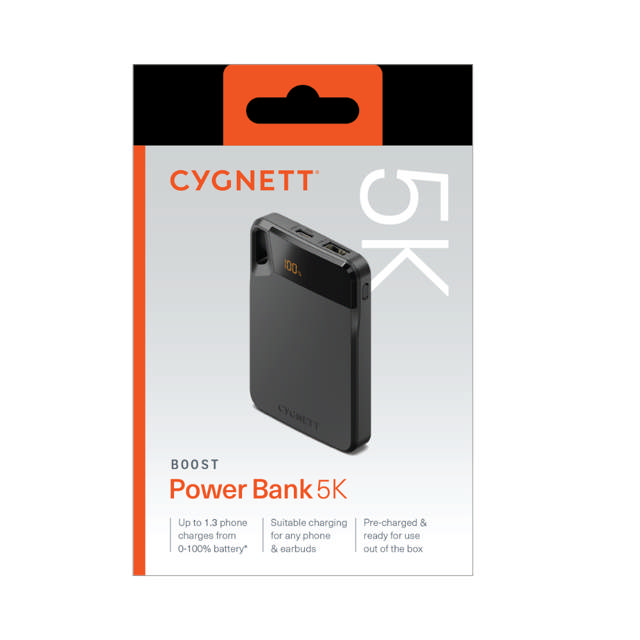 Cygnett Boost Gen4 5000mAh (5K) Power Bank - Black