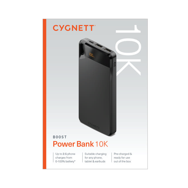 Cygnett Boost Gen4 10000mAh (10K) Power Bank - Black