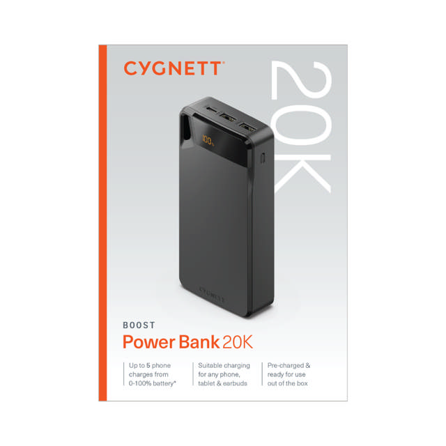 Cygnett Boost Gen4 20000mAh (20K) Power Bank - Black