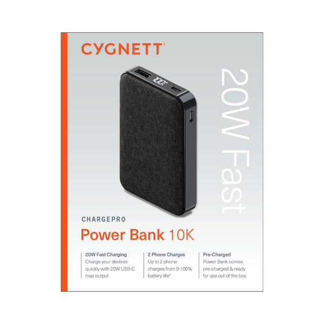 Cygnett ChargePro PD 3.0 20W 10000mAh (10K) Power Bank - Graphite