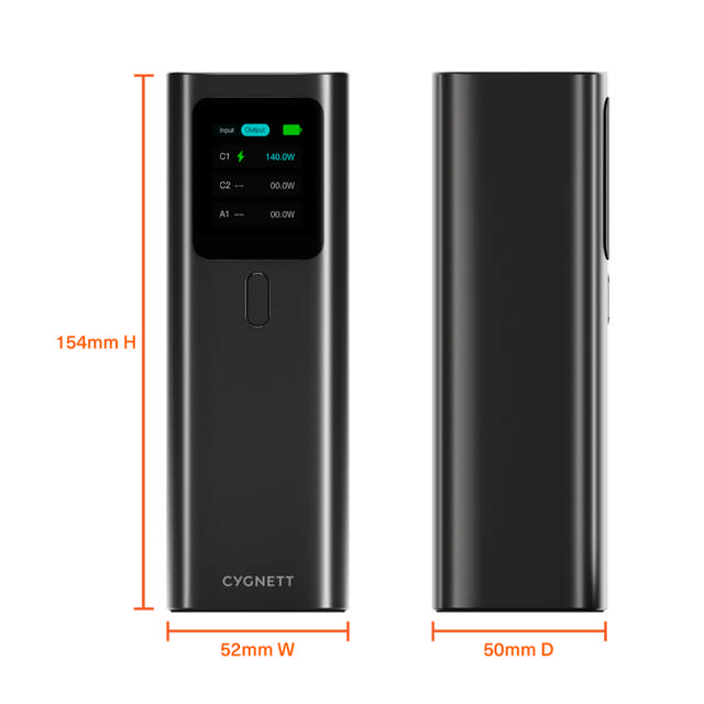 Cygnett Voyager HighPWR PD 3.1 148W 27000 (27K) Laptop Power Bank with Case - Black