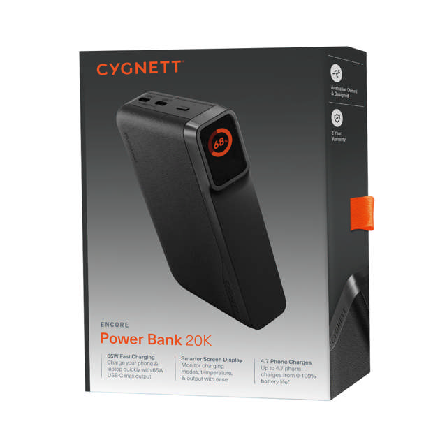 Cygnett Encore PD 3.0 65W 20000mAh (20K) Power Bank - Graphite