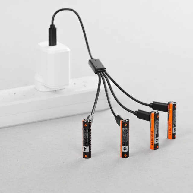 Cygnett AAA USB-C Rechargeable Li-ion Battery - 4 Pack - Black