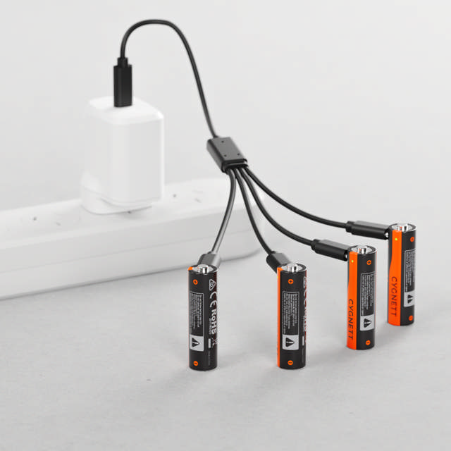 Cygnett AA USB-C Rechargeable Li-ion Battery - 4 Pack - Black