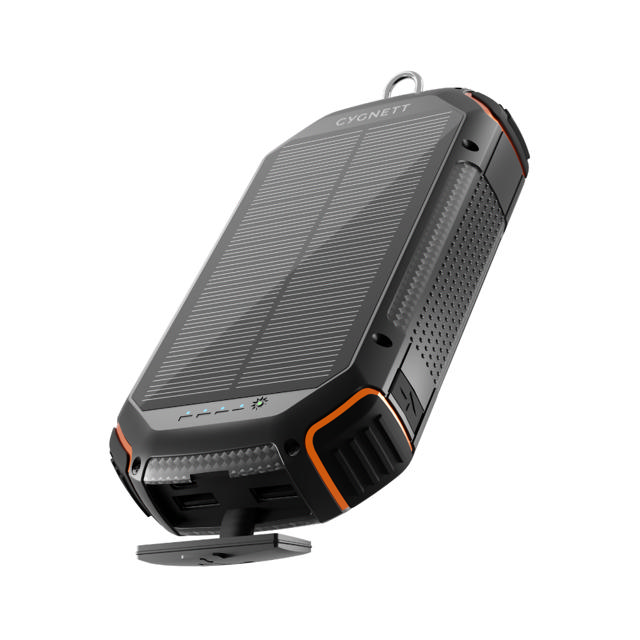 Cygnett Outback Gen 3 20000mAh (20K) Semi-Solid State Solar Power Bank - Black/Orange Trim