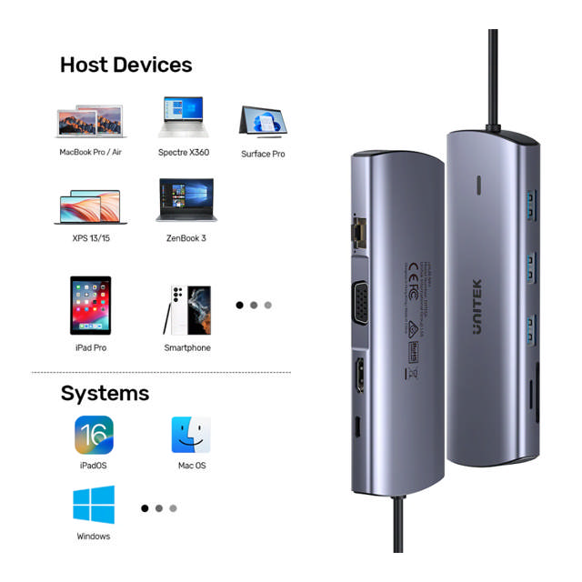 Unitek 9-in-1 USB-C Hub 4K Dual Display