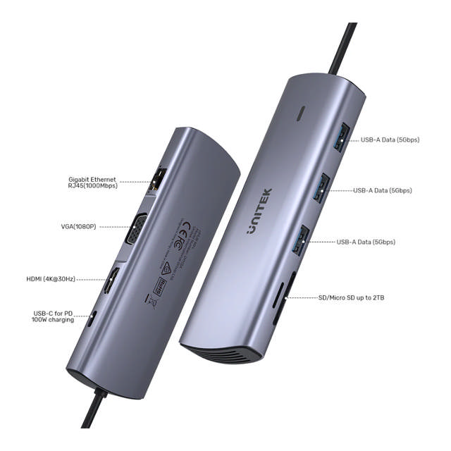 Unitek 9-in-1 USB-C Hub 4K Dual Display