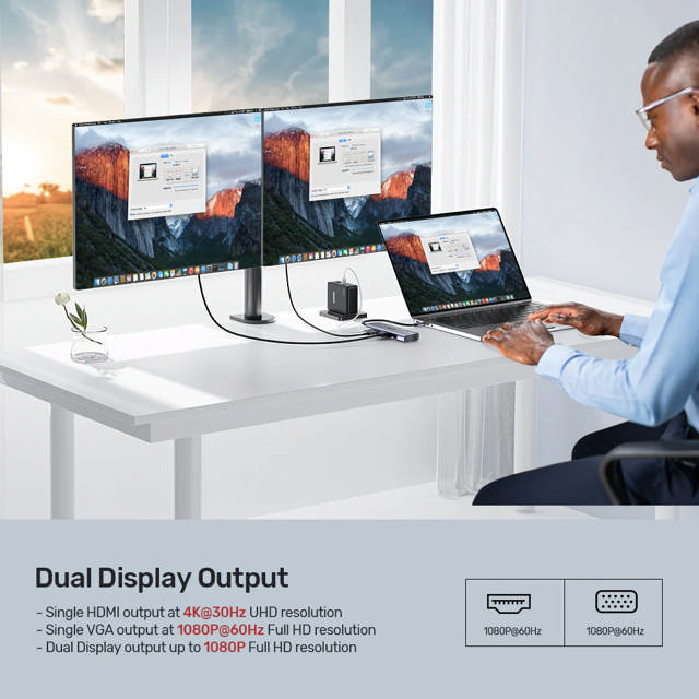 Unitek 9-in-1 USB-C Hub 4K Dual Display