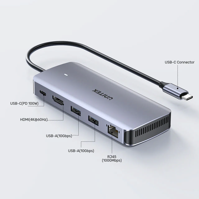 Unitek 6-in-1 USB-C Hub w/ M.2SSD Enc