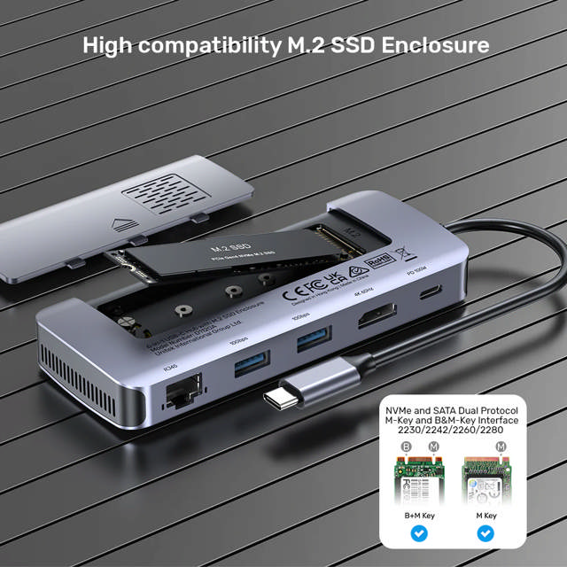 Unitek 6-in-1 USB-C Hub w/ M.2SSD Enc