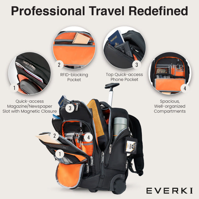 Everki Atlas Wheeled Backpack ECO 13