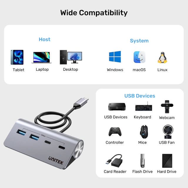 Unitek 4-in-1 USB-C 5Gbps Hub