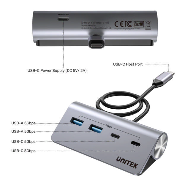 Unitek 4-in-1 USB-C 5Gbps Hub