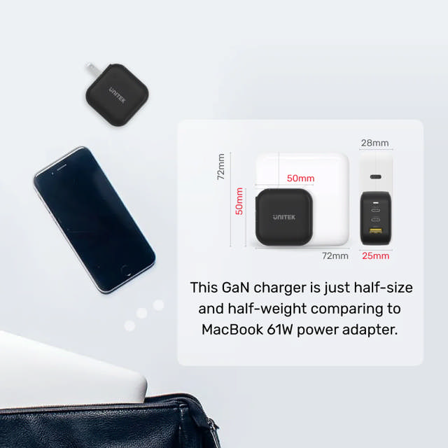 Unitek Travel Tri GaN 3 Port 66W Charger