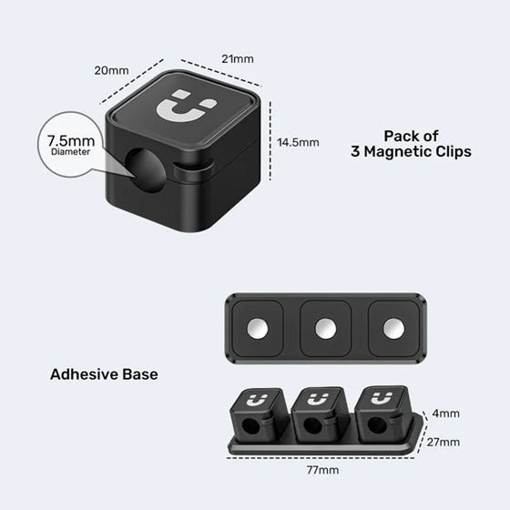 Unitek SnapHold Magnetic Cable Clips with Base