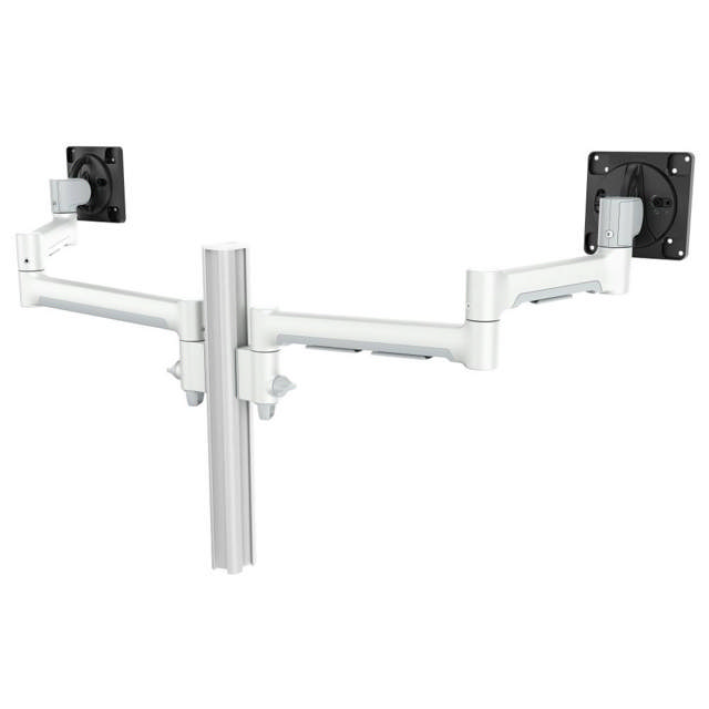 Atdec AWMS-2-5940 Dual Extended-Reach Arms on Post H/D F-Clamp White