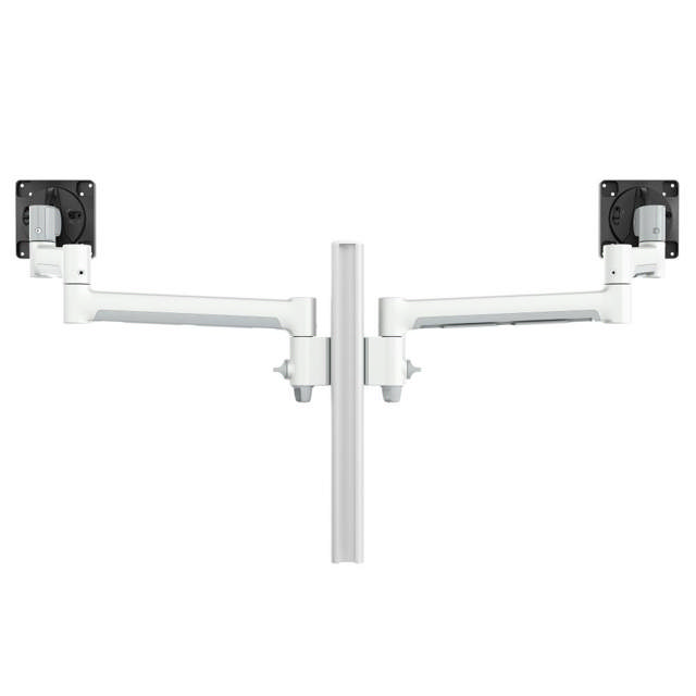 Atdec AWMS-2-5940 Dual Extended-Reach Arms on Post H/D F-Clamp White