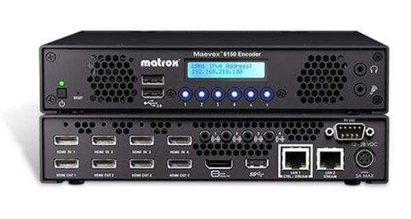 Matrox Maevex 6150 Quad 4K AV over IP Enterprise Encoder. Ex-Demo Stock. 3 YR WTY