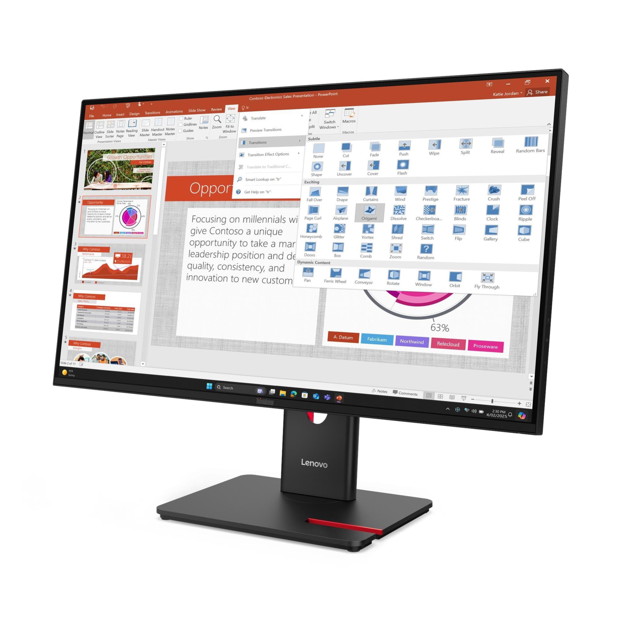 Lenovo ThinkVision T27-40 27" WLED IPS FHD (16:9), HDMI, DP, USB, PIVOT,H/ADJ, 3YR