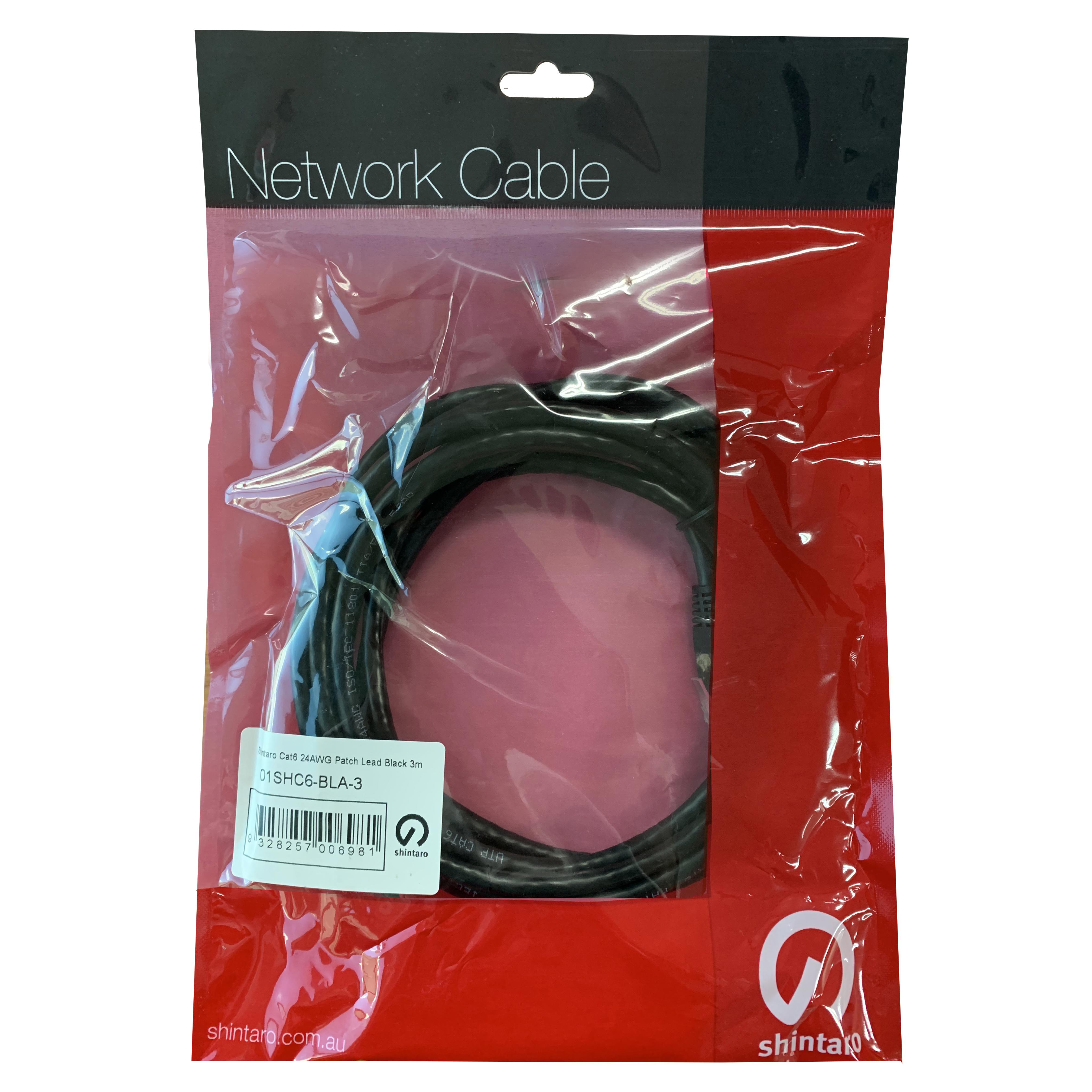 Shintaro Cat6 24 AWG Patch Black 3m
