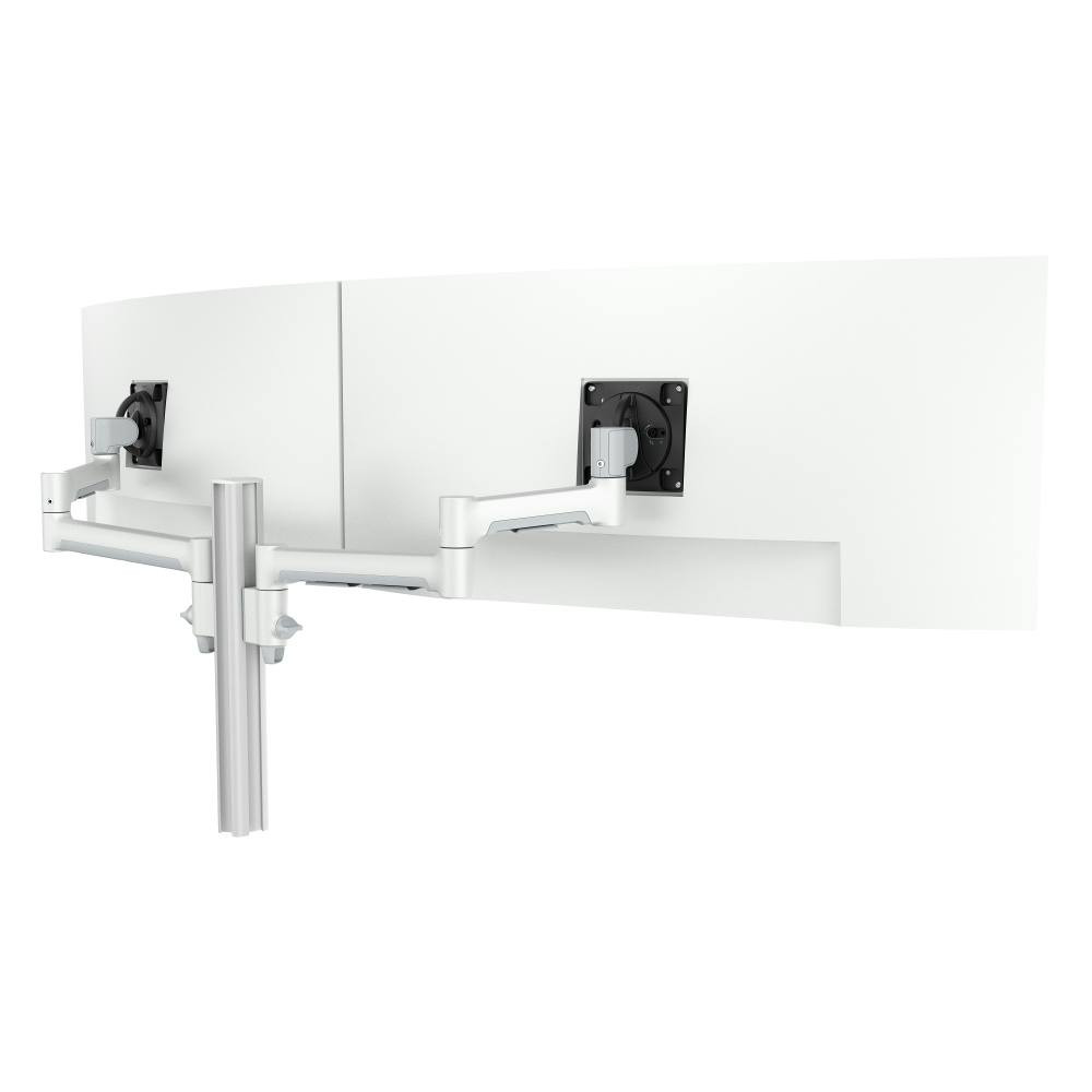 Atdec AWMS-2-5940 Dual Extended-Reach Arms on Post C-Clamp White